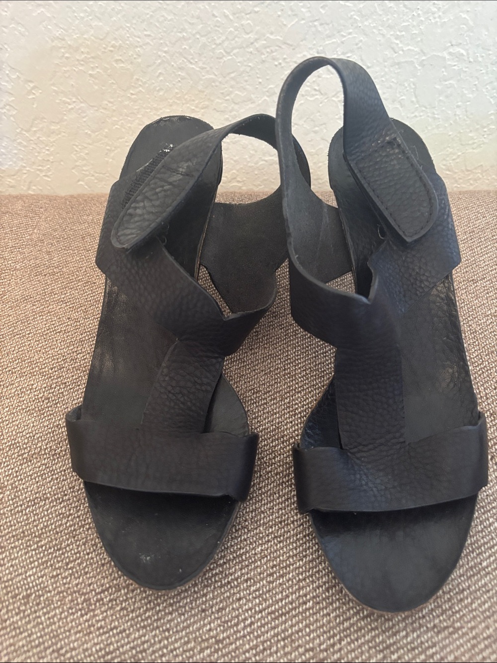 Pedro Garcia Black Textured Leather Slingback Heels